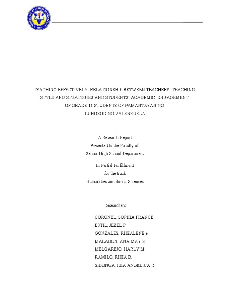 Teaching Styles and Student Engagement Study | PDF | Teachers ...