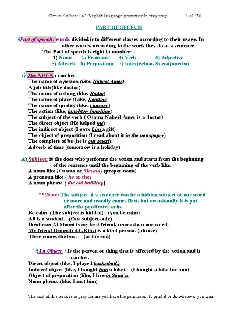 Grammar PDF | PDF | Part Of Speech | English Grammar