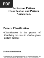 Lecture On Pattern Classification and Pattern Association