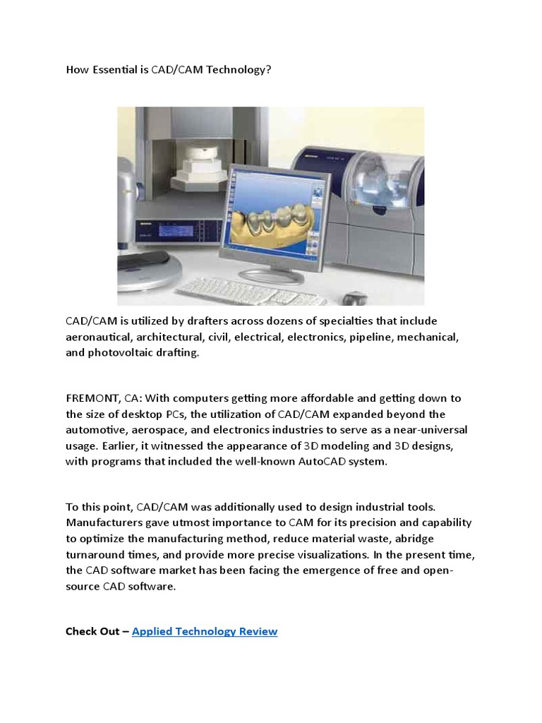 How Essential Is CAD/CAM Technology? | PDF | Computer Aided Design ...