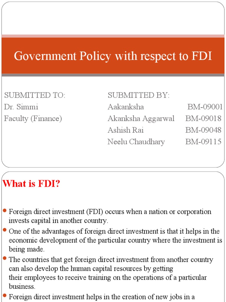Government Policy With Respect To FDI | PDF | Foreign Direct Investment ...