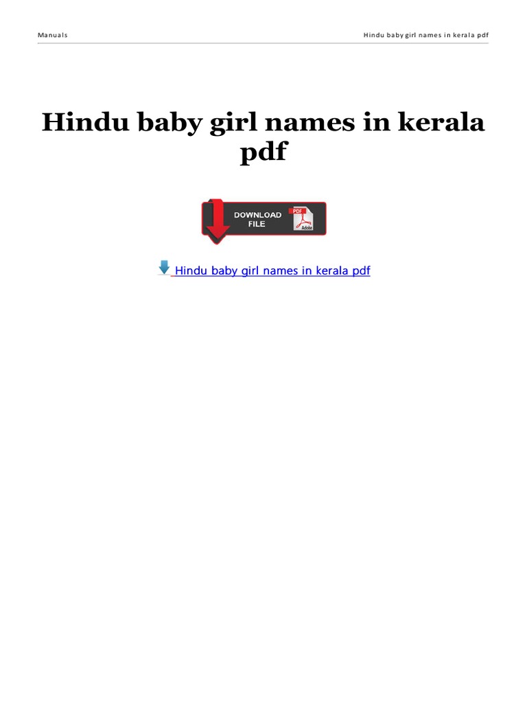 Hindu Baby Girl Names in Kerala PDF Hindu Baby Girl Names in Kerala PDF