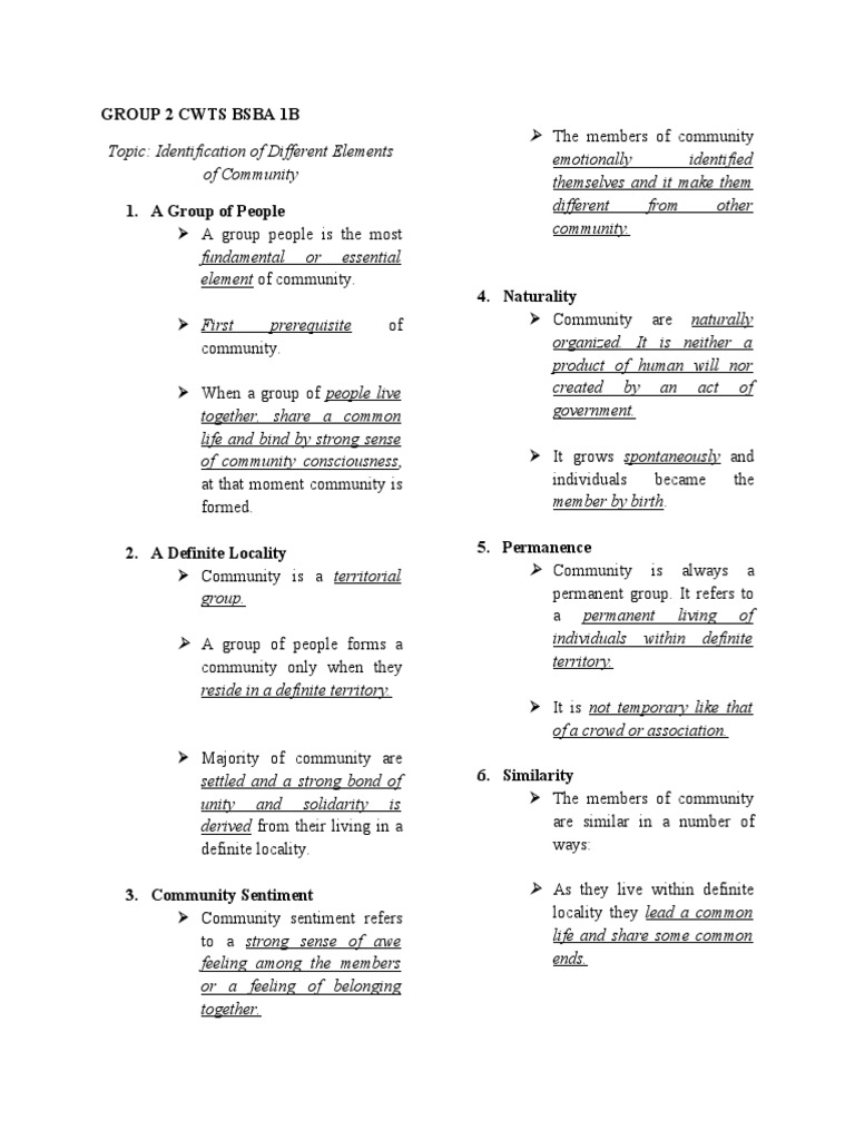 Group 2 CWTS Bsba 1B Final | PDF | Community | Sociological Theories