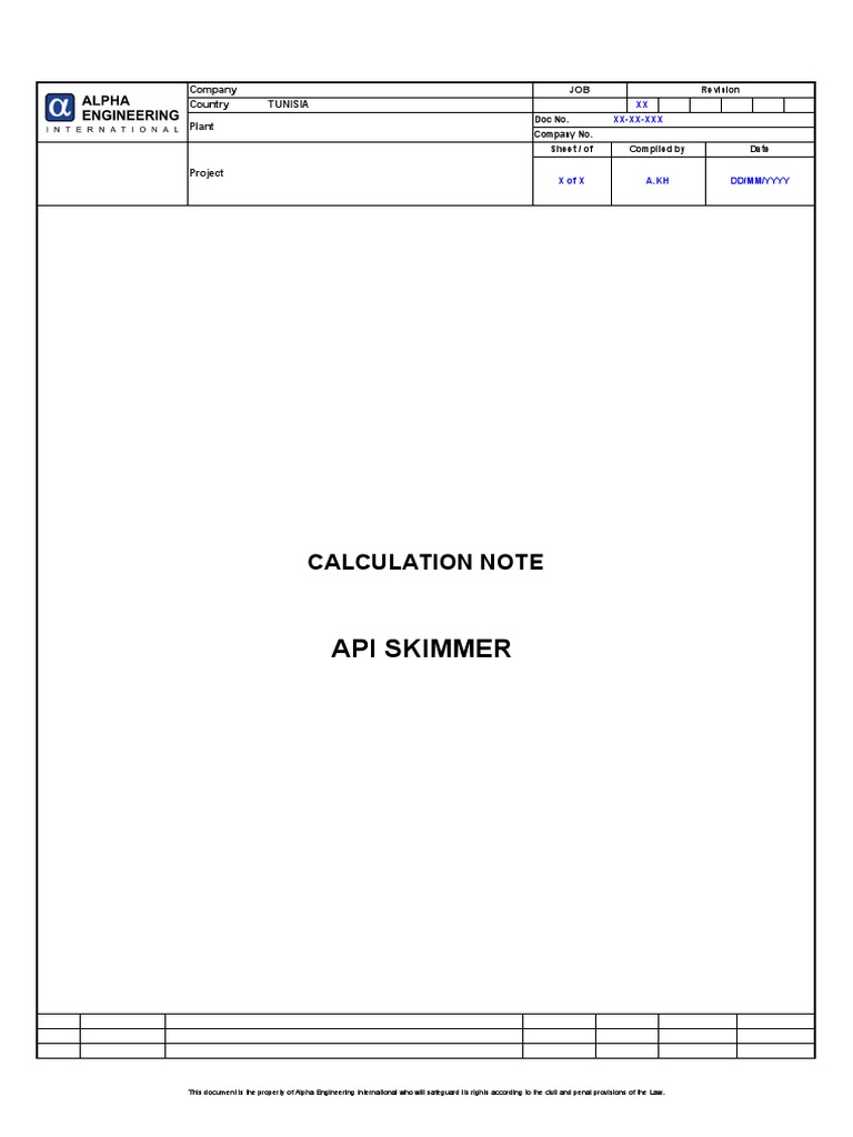 Api Skimmer Calculation Note | Download Free PDF | Civil Engineering ...