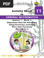 Activity Sheet In: General Mathematics