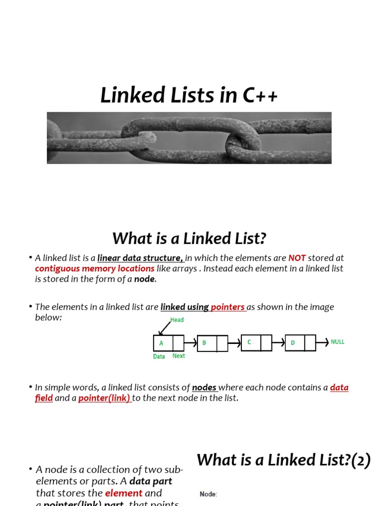 Lecture 5 Linked Lists in C++ | PDF | Array Data Structure | Pointer ...