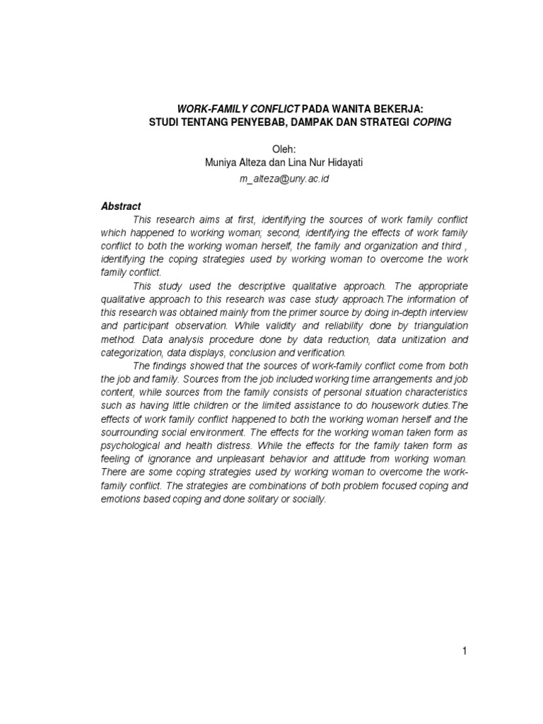 Work-Family Conflict in Working Women | PDF | Qualitative Research ...