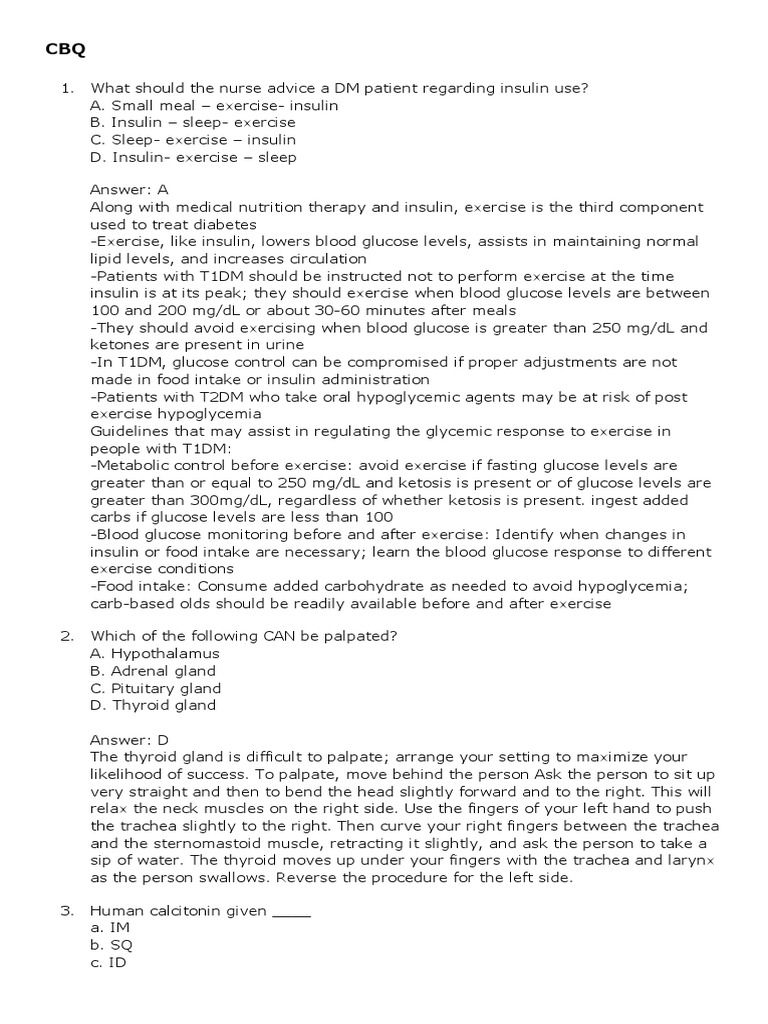 CBQ Reviewer PDF Hypoglycemia Schizophrenia