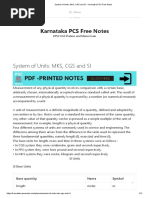 System of Units - MKS, CGS and SI - Karnataka PCS Free Notes PDF