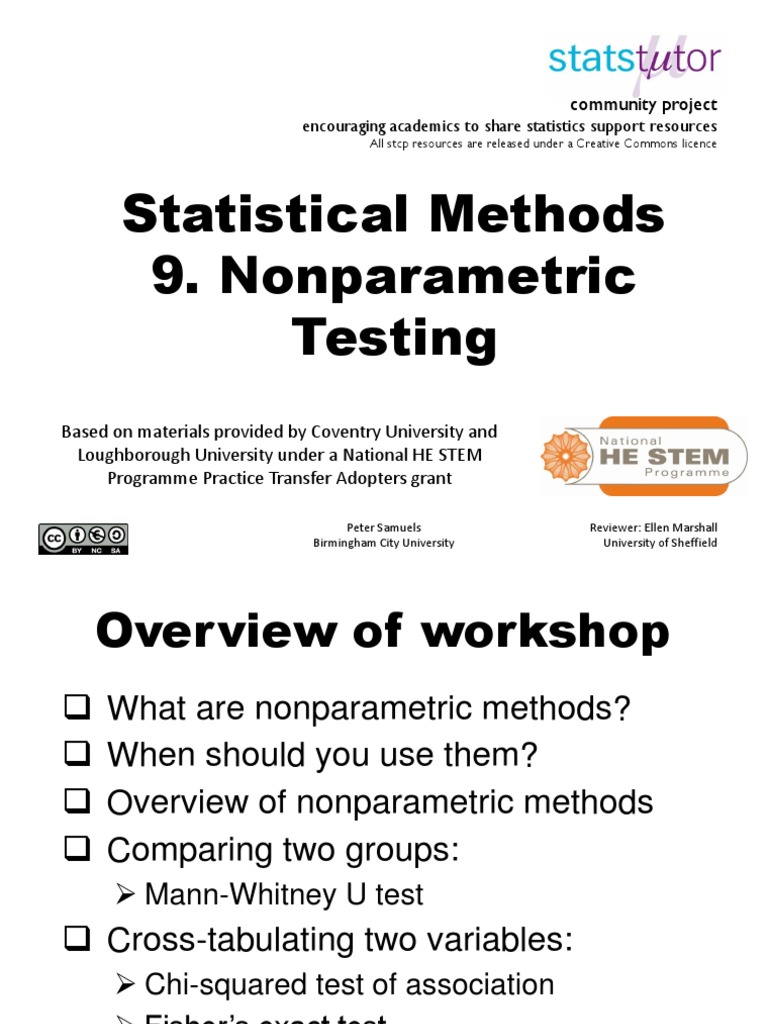 NonParametric Testing PDF Nonparametric Statistics Student's T Test