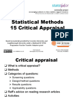 Statistical Methods 15 Critical Appraisal: Community Project