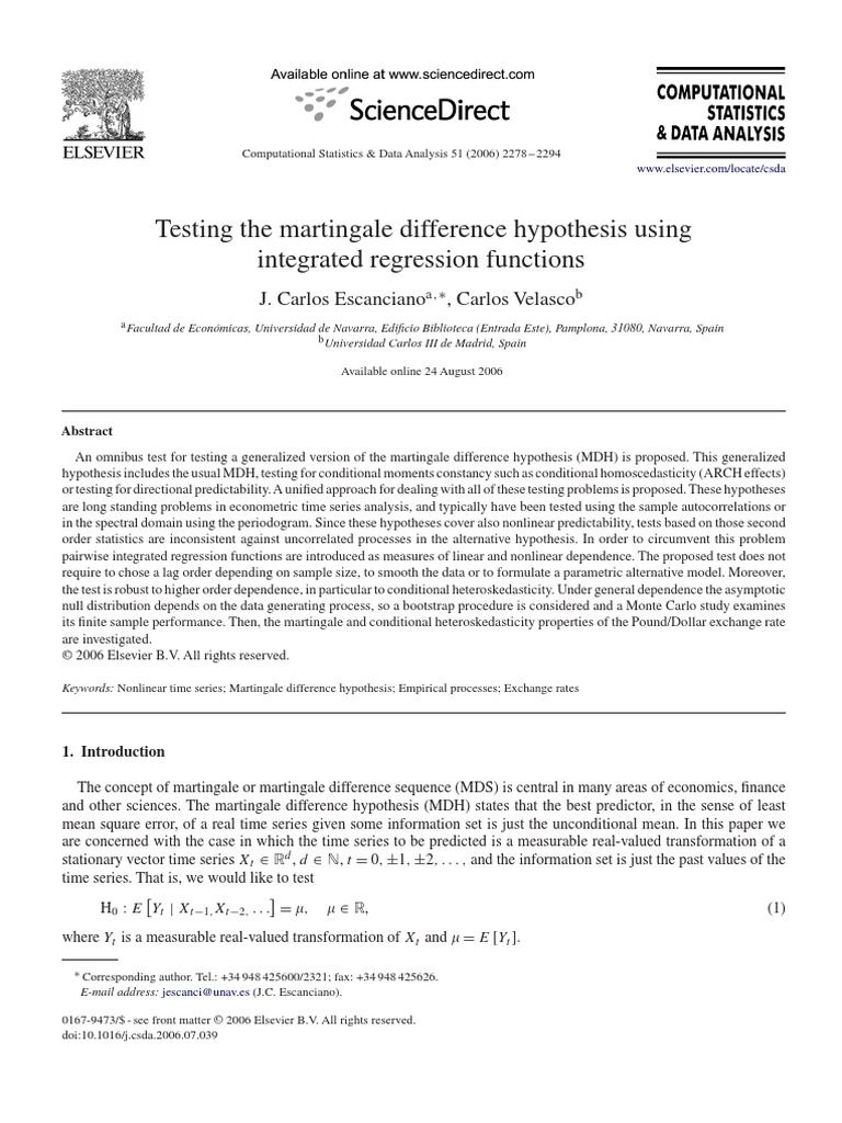 Testing The Martingale Difference Hypothesis Using Integrated