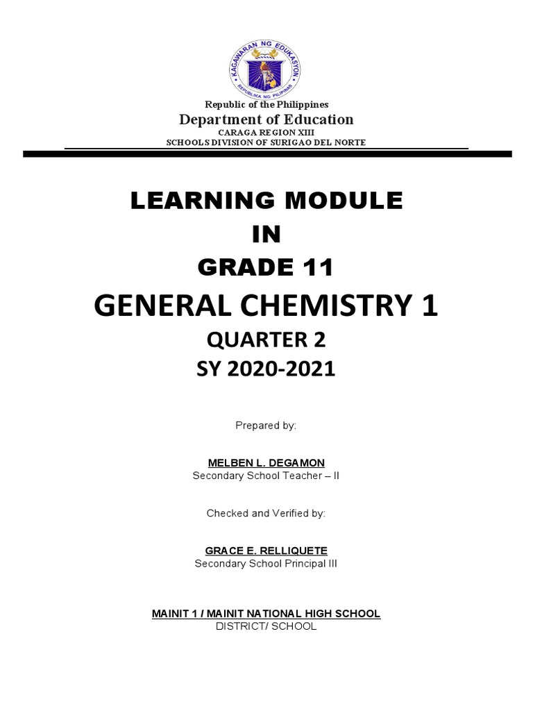 General Chemistry 1: Learning Module IN Grade 11 | PDF | Atomic Orbital ...