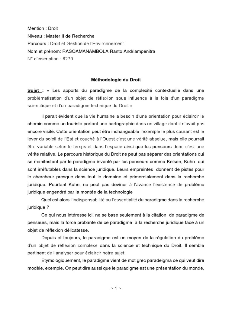 Faut Il Consacrer Un Droit A La Mort Dissertation Dissertation Paradigme Juridique | PDF | Paradigme | Science