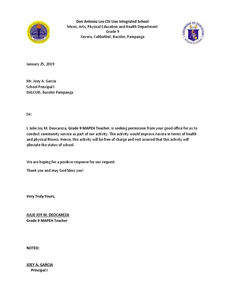 Letter of Permission ZUMBA PDF