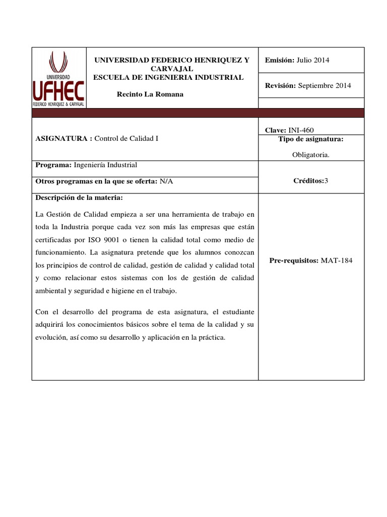 Control de Calidad en Ingeniería Industrial | PDF | Gestión de la ...