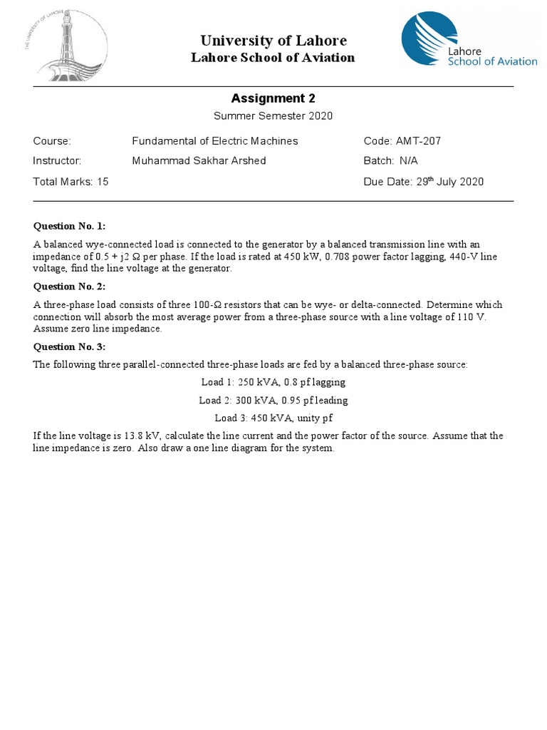 Assignment 2 EMF (Summer 20) | PDF