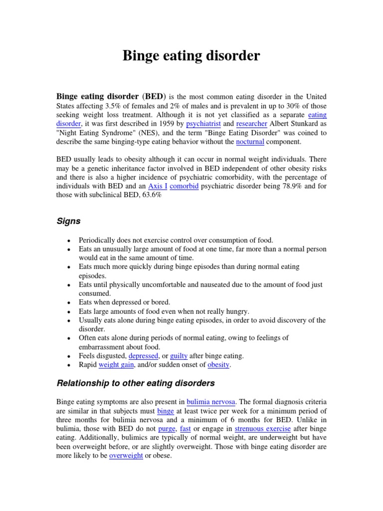 Understanding Binge Eating Disorder | PDF