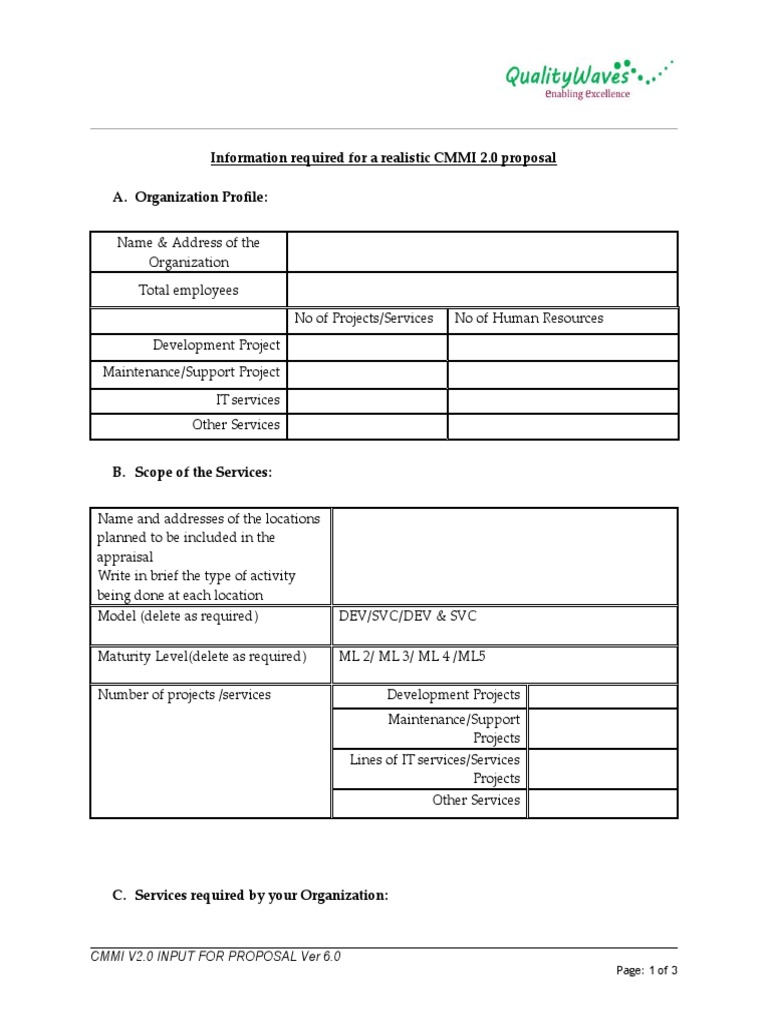 CMMI 2.0 Proposal Requirements | PDF | Information Technology ...
