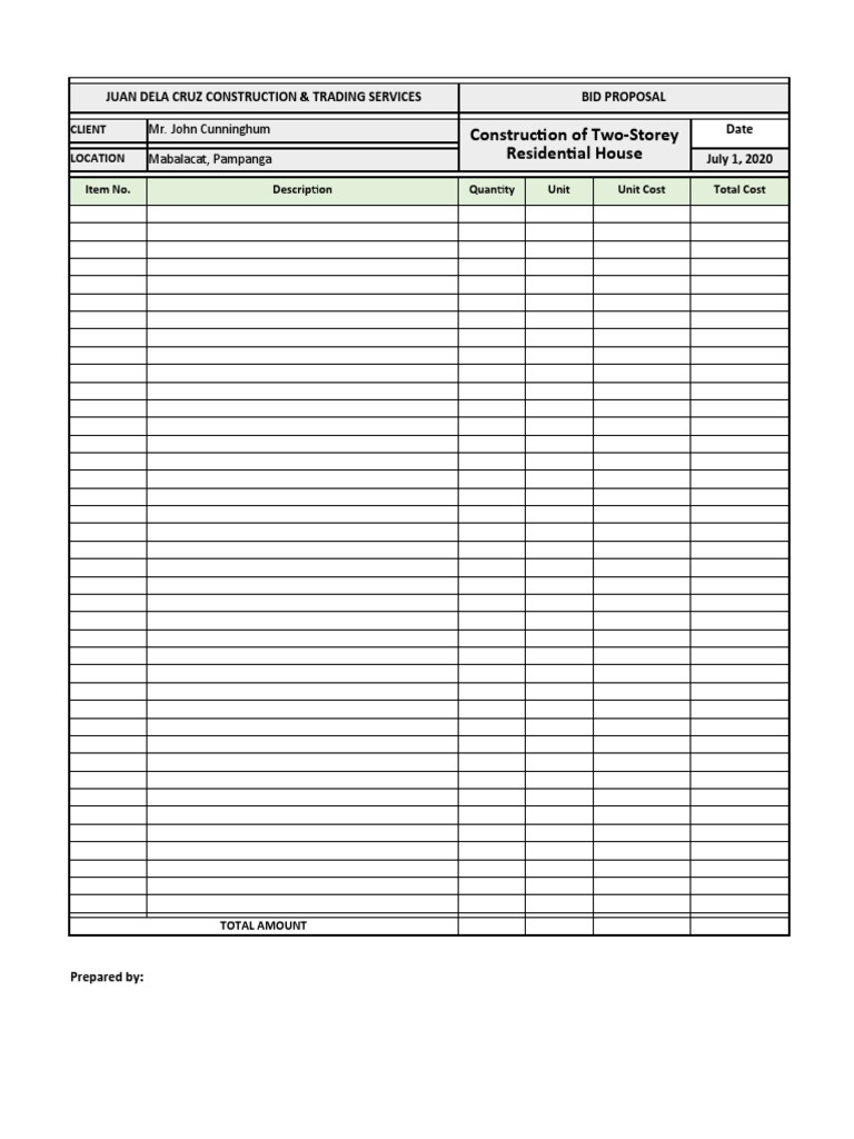 BOQ Template for Residential Construction | PDF | Law