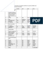 Materials schedule for the construction of a perimeter wall fence to property of Milton and Joya Tucker situated off Peninsular Circular Road