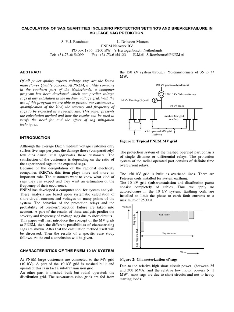 Calculation of Sag Quantities Including Protection Settings and ...