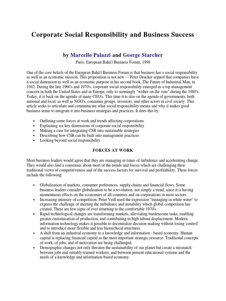 Corporate Social Responsibility Insights | PDF | Corporate Social ...