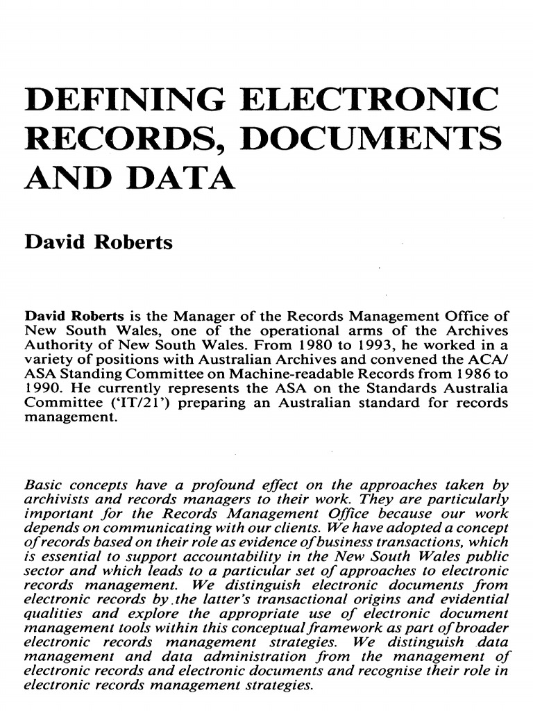 Understanding Electronic Records Management Pdf Records Management 