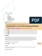 Introduction To Cost Accounting Systems: Harvard Business School