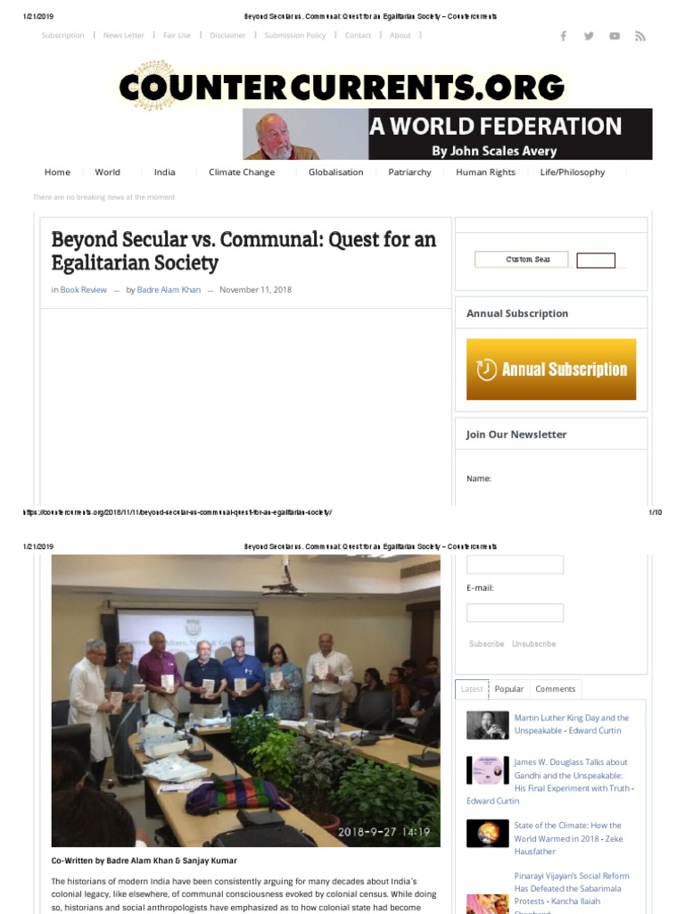 Beyond Secular vs. Communal: Quest For An Egalitarian Society | PDF ...