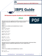 Ebook: 500 Quadratic Equation Questions For Ibps Rrb/Po/Clerk 2017