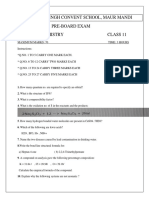 Saint Fateh Singh Convent School, Maur Mandi Pre-Board Exam Subject: Chemistry Class 11