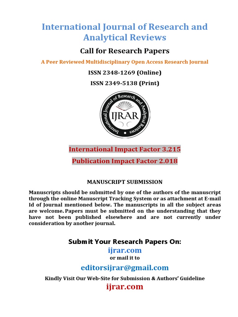 International Journal of Research and Analytical Reviews: Call For ...