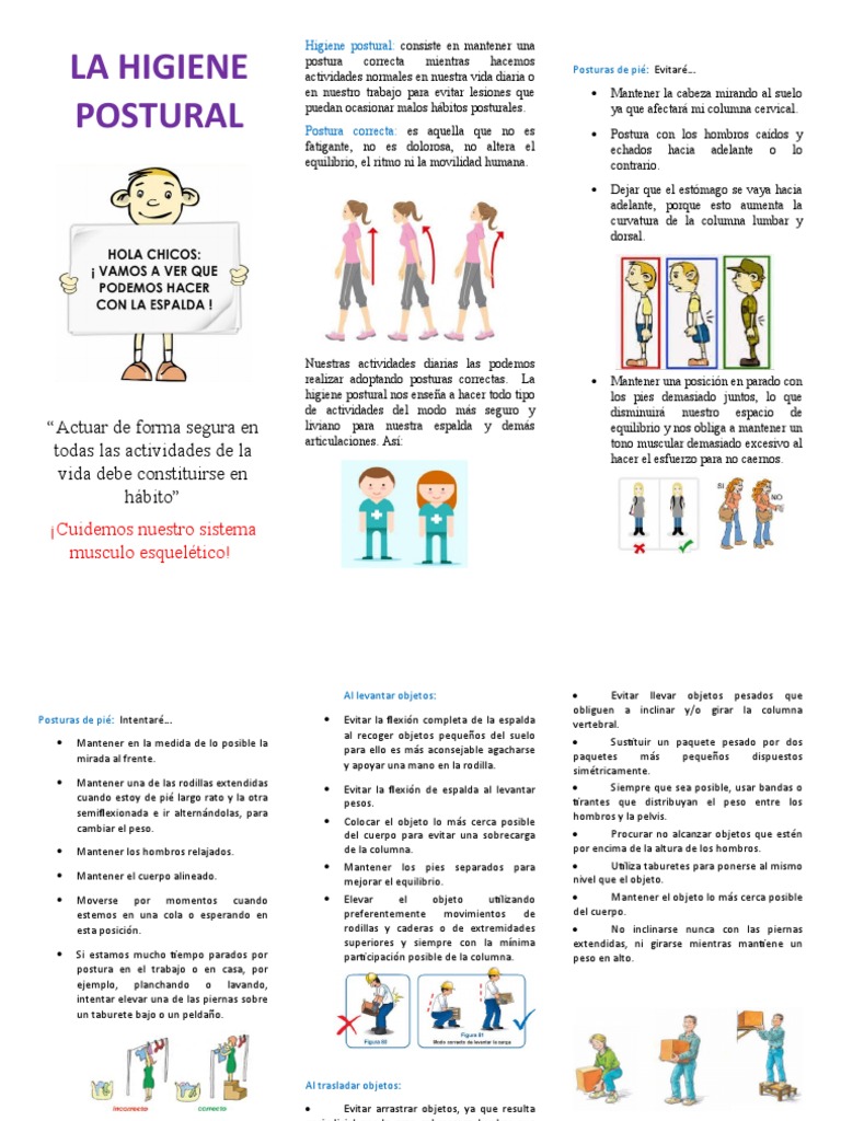 HIGIENE POSTURAL - Odt | PDF | La columna vertebral | Dolor lumbar