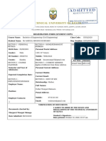 The Technical University of Kenya: Registration Form (Student Copy)
