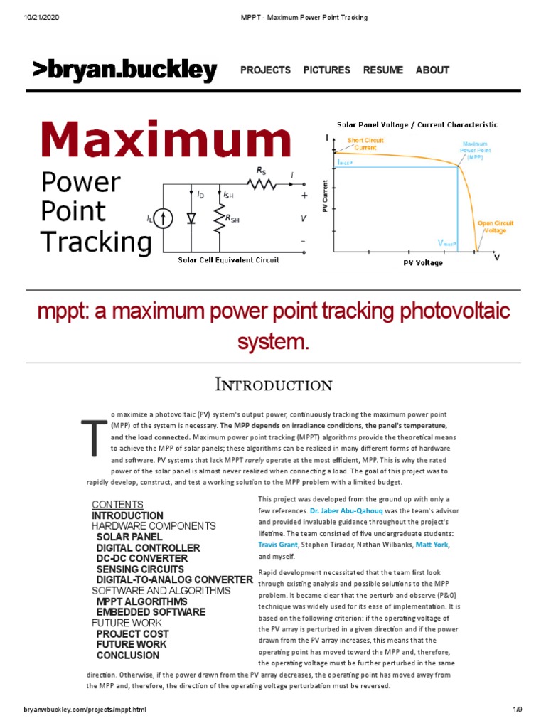 MPPT: Maximizing Solar Power Output | PDF | Analog To Digital Converter ...