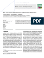 High Purity Biodegradable Magnesium Coating for Impla