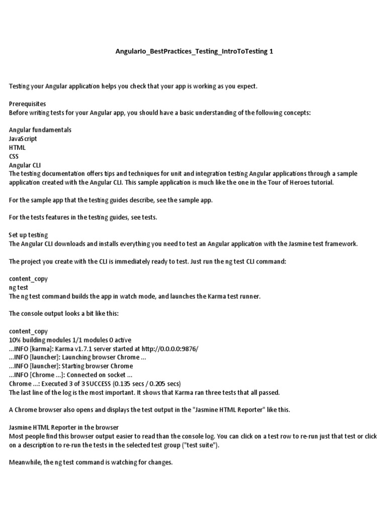 Angular Testing Best Practices Guide | PDF | Command Line Interface ...