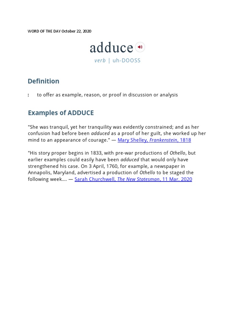 Word of the Day: Adduce Definition | PDF