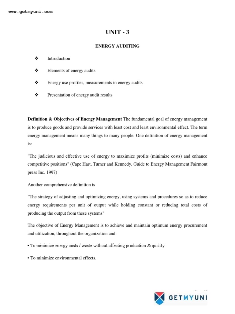 Unit - 3: Energy Auditing | PDF | Energy Management | Audit