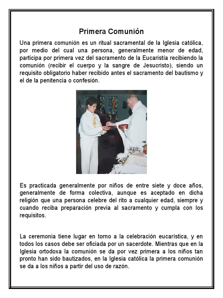 Primera Comunión | PDF | Sacramentos | eucaristía