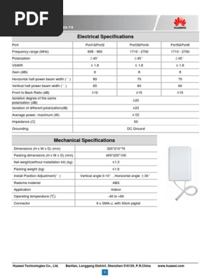 6-Port Indoor Antenna Specifications | PDF | Antenna (Radio) | Decibel