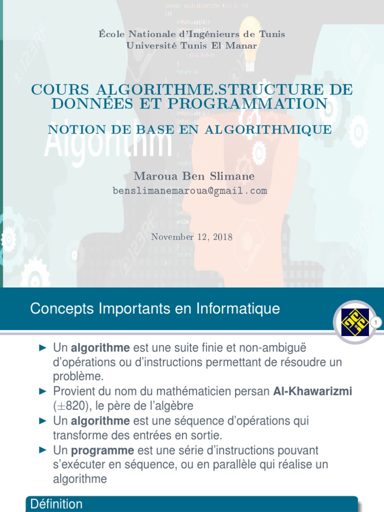 Notions de Base en Algorithmique | PDF | Structure de contrôle | Taxe ...