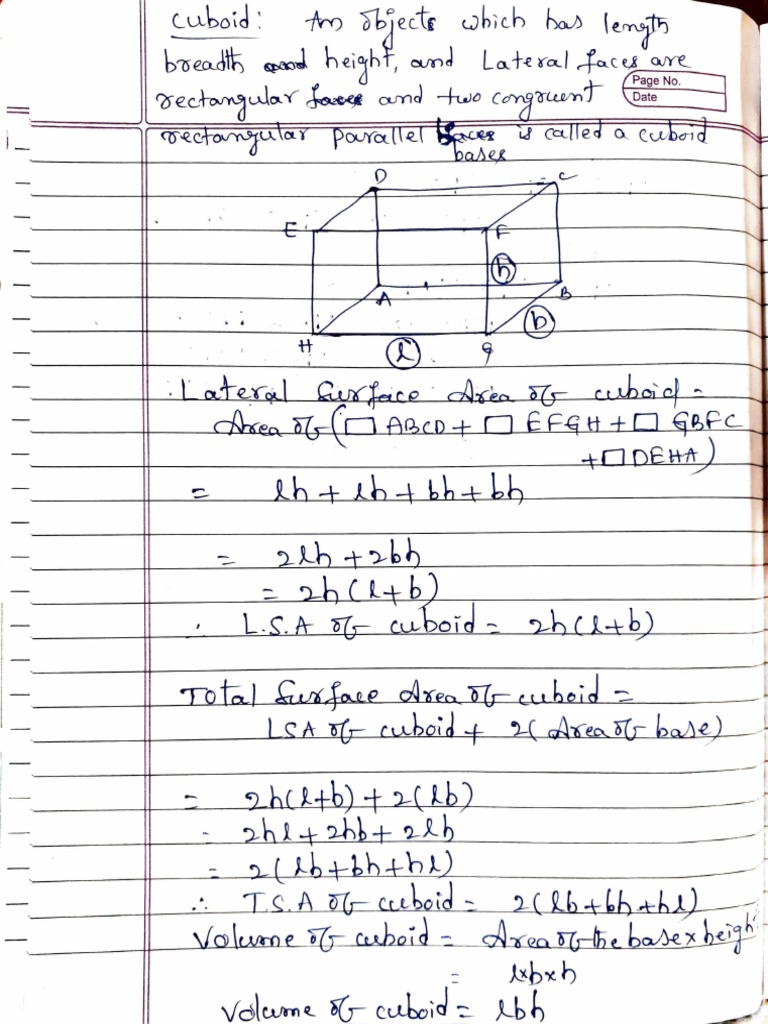 Understanding Cuboid Properties and Formulas | PDF