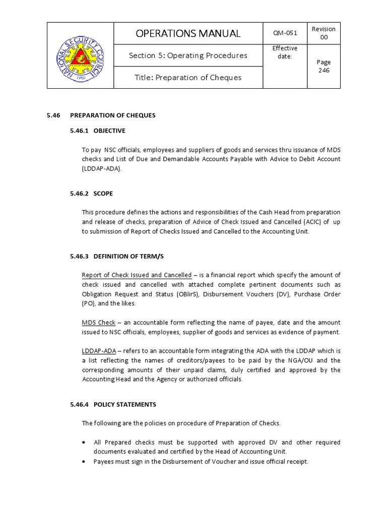 Cheque Preparation Procedures Manual | PDF | Cheque | Payments
