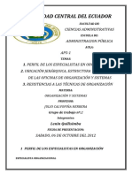 Ubicacion Jerarquica Estructura y Funciones de Las Oficinas de Organizacion y Sistemas