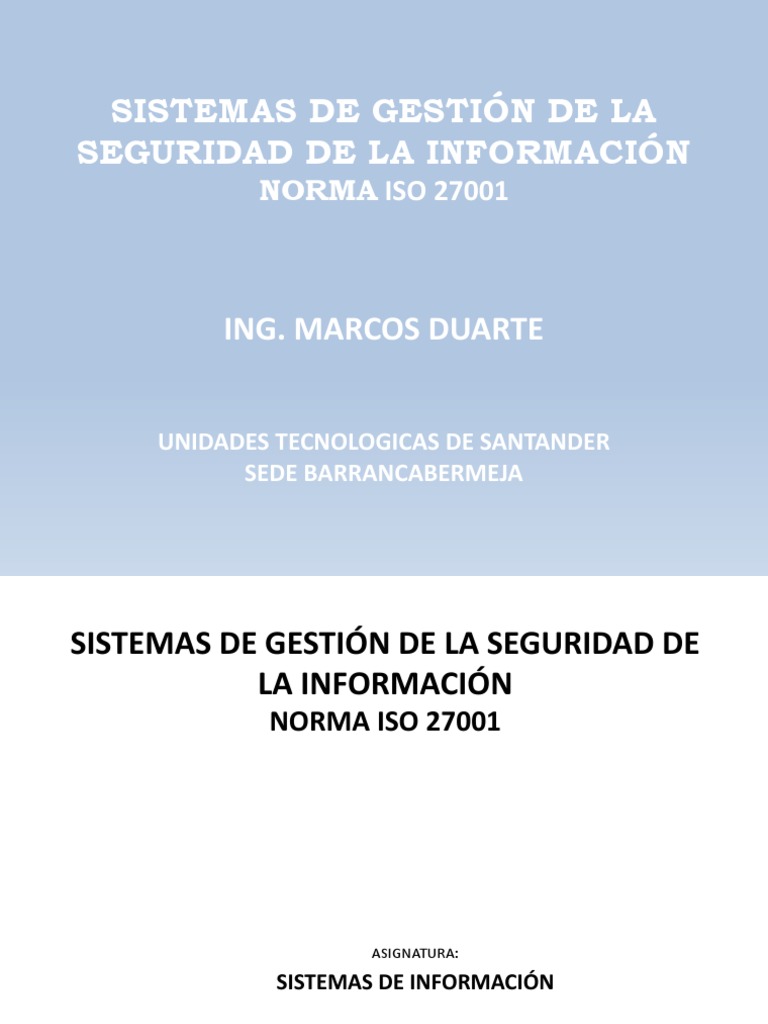 Implementación de ISO 27001 en SGSI | PDF | La seguridad informática ...