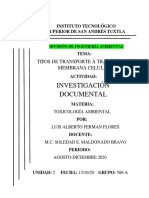 Investigación Tipos de Transporte Membrana Celular Toxicología U2 Luis Alberto Ferman Flores PDF