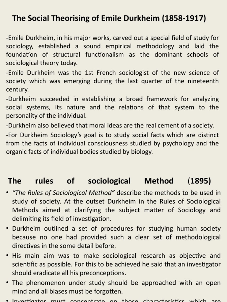 Durkheim's Social Facts and Methodology | PDF | Émile Durkheim | Sociology