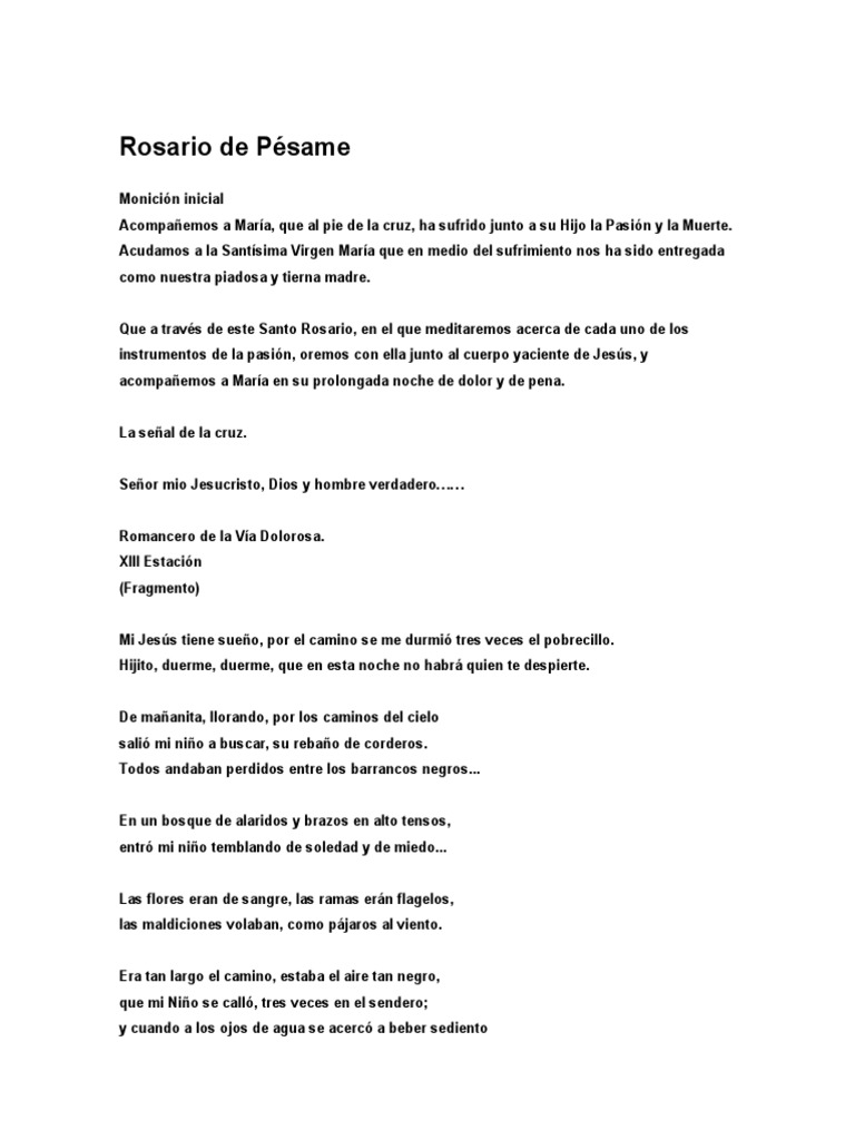 Rosario de Pésame | PDF | María, madre de Jesús | Oración